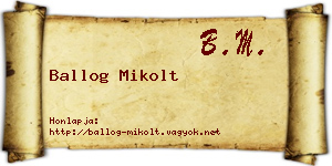 Ballog Mikolt névjegykártya